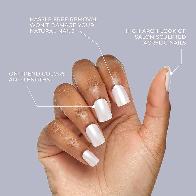 KISS Gel Fantasy Ready-To-Wear Fake Nails, Short, Square - After Last Night, Smudge Proof, Waterproof, No Dry Time, Durable, Flexible, DIY Manicure, Salon Quality, Long Lasting | 28 Count