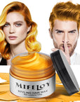 Gold Temporary Hair Color Wax, Golden Instant Natural Hairstyle Cream Dye, Blonde Washable Styling Pomadesfor Men Girls Women Youth, Disposable Coloring Mud for Party Cosplay DIY Halloween