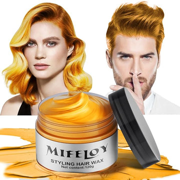 Gold Temporary Hair Color Wax, Golden Instant Natural Hairstyle Cream Dye, Blonde Washable Styling Pomadesfor Men Girls Women Youth, Disposable Coloring Mud for Party Cosplay DIY Halloween