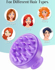 HEETA Scalp Massager Hair Growth, Soft Silicone Scalp Scrubber Shampoo Brush for Exfoliation, Dandruff Removal Head Massage Stress Relax, Wet & Dry Use for Thick Thin Curly Hair Care, Purple