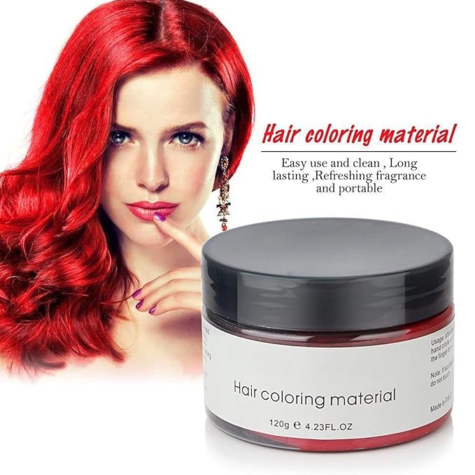Red Temporary Hair Color Wax Spray - Hair Styling Clay 4.23 oz, Easy Washout for Halloween Cosplay, Party (Red)