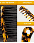 Large Wide Tooth Hair Comb, LADYAMZ [Tortoise Shell] Cellulose Acetate Round Tooth Comb for Straight/Curly Hair,Short/Long Hair Women Men or Kids, Easy Detangling Wet or Dry, Anti-static (Brown)