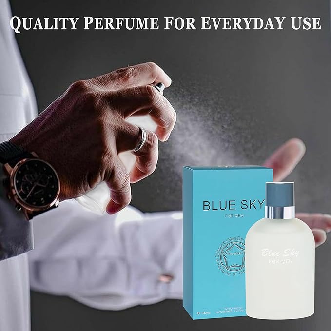 Men Cologne Set (3.4oz/100ml x 2PCS) Eau De Perfume Natural Spray Notes of Woody, Spicy, Citrus & Aromatic Long Lasting Fragrance for Daily Use (SeanBou&BlueSkyM)
