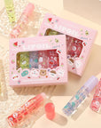 6pcs Fruit Flavored Lip Gloss Set, Roll on Lip Gloss Set Kids Lip Gloss Cute Lip Oil for Girls, Glossy and Shiny Non-Toxic, Kid Friendly, Kids Gift