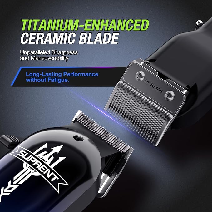 SUPRENT Hair Clippers for Men, Cordless Hair Clippers Set with Type-C Rechargeable, 7000 RPM Powerful Haircutting Clippers