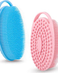 2 Pack Silicone Body Scrubber for Shower, Soft & Gentle Loofah Alternative for Sensitive Skin, Quick-Drying & Hygienic Body Wash Scrubber Brush for Women, Men & Kids (Blue & Pink)