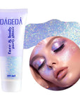 DAGEDA Body Glitter Gel, Holographic Face Glitters Body Gel Shimmer Liquid Eyeshadow, Color Changing Glitter for Face Hair Nails, Glitter Under Light Festival Glitter Makeup 1.7oz (Galaxy Blue)