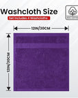 Infinitee Xclusives Luxury Wash Cloths for Showering [13x13] – 100% Cotton Washcloths [Pack of 4], Soft and Absorbent Face Towels for Bathroom Wash Clothes, Gym, and Spa (Profound Purple)