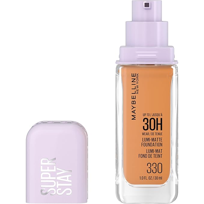 Maybelline Super Stay Lumi-Matte Foundation, Lightweight and Buildable Full Coverage Foundation Makeup For Up To 30HR Wear, 330, 1 Count
