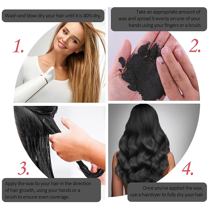 Black Temporary Hair Color Wax, Instant Natural Hairstyle Cream Dye, Washable Styling Pomadesfor Men Girls Women Youth, Disposable Coloring Mud for Party Cosplay DIY Halloween