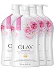 Olay Body Wash for Women, Fresh Radiance, Refreshing & Renewing, Made with Plant Based Cleansers, B3 Botanical Complex, For All Skin Types, Rose Water & Sweet Nectar Scent, 33 fl oz (Pack of 4)