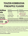 TEAZEN Pineapple Kombucha Tea, Hydration Drink Mix, Sugar Free, Live Probiotics & Prebiotics, 30 Sticks, 5.29oz