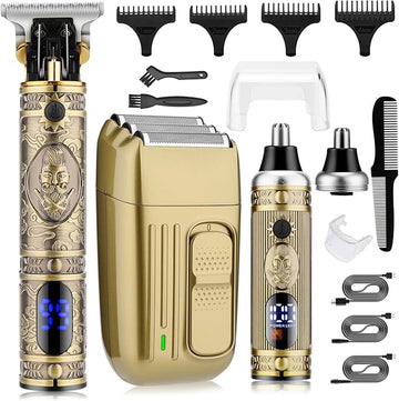 Karrte Men’s Grooming Kit Professional Hair Clippers and Shaver for Men,Electric Razor and Nose Trimmer Set,Beard Trimmer with 3 Foil Head,Gifts for Men