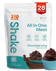310 Nutrition All-In-One Meal Replacement Shake Powder - Plant-Based Protein Smoothie Blend w/High Fiber, Probiotics & Adaptogens - Low Carb, Vegan, Keto & Paleo Friendly - Chocolate Icing - 28 Srv