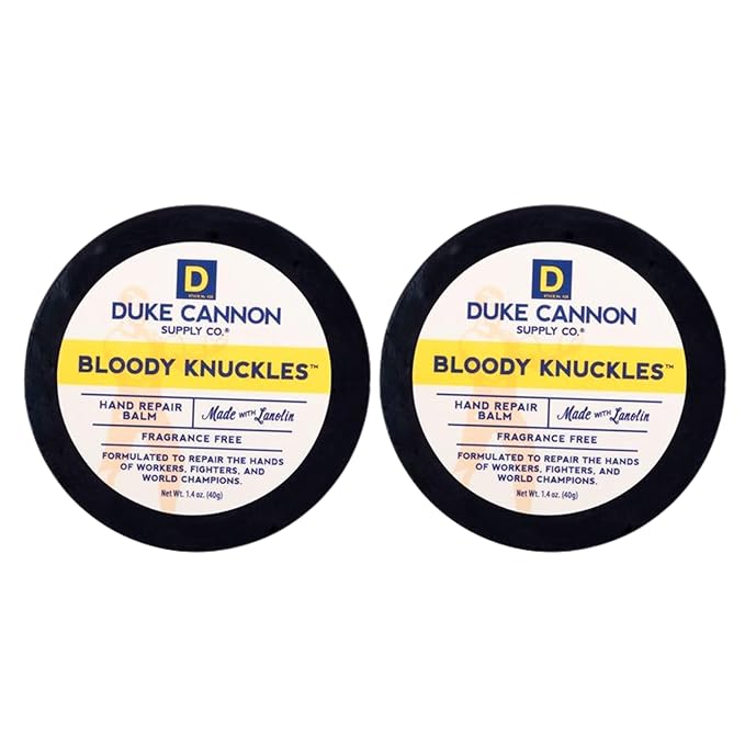 Duke Cannon Bloody Knuckles Hand Repair Balm - Unscented Moisturizer, Repair and Revitalize Dry, Cracked Skin, Ideal for Workers and Fighters, 1.4 oz. (2 Pack)