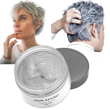 Temporary Hair Color Wax,Hair Spray Color, Hair Wax Color 4.23 oz, Easy Washout Temporary Hair Dye for Halloween,Cosplay, Party (Gray, 4.23)