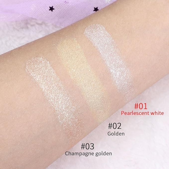 evpct Pearl White Silver Face Highlighter Makeup, White