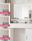 MIRROTOWEL Vanity Desk with Mirror and LED Light Strip,Dressing Table with Large Drawer, 3 Level Storage Dresser & 3 Lighting Modes Adjustable Brightness, Suitable for Bedroom