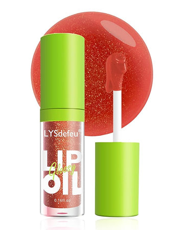 Lip Oil Lip Glaze-1Pcs Hydrating Red Lip Glow Oil,Shiny Transparent Tint Lip Gloss Plumping,Long Lasting Non-sticky Clear Glow Reviver Lip Care,Women's Day Oil Makeup Gift for Women Girl-06#