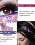 MEICOLY Chameleon Light Purple Hair Glitter,Chunky Face Body Glitter for Halloween,Color Changing Mermaid Face Glitter,Holographic Glitter Sequin for Face Body Hair,Festival Party Cheer Glitter Makeup