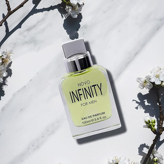 NovoGlow Novo Infinity for Men- 3.4 Fluid Ounce Eau De Parfum Spray for Men - Refreshing Citrusy & Floral Top Notes Smell Fresh All Day Long Lovely Gift Occasions