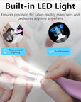 Electric Nail File Drill, Cordless 2000 mAh Rechargeable Nail Filer Electric, Portable Nail Dril 10 Speeds Professional Machine Drill for Nails Acrylic Manicure and Thick Toenails Grinder