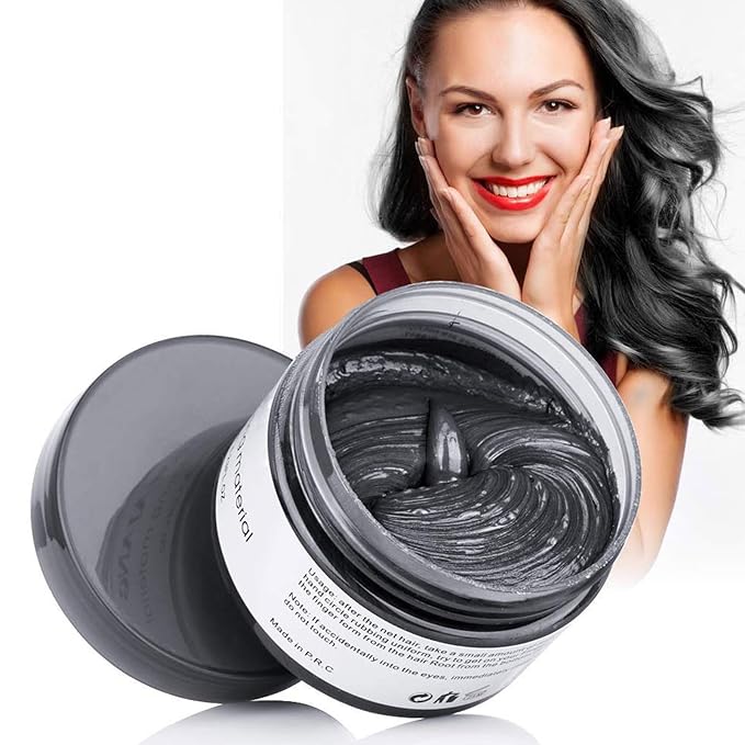 Hair Wax Color, Black, Hair Wax Dye Hair Styling Clay 4.23 oz - Easy Washout Black Hair Color Wax for Halloween Party, Cosplay