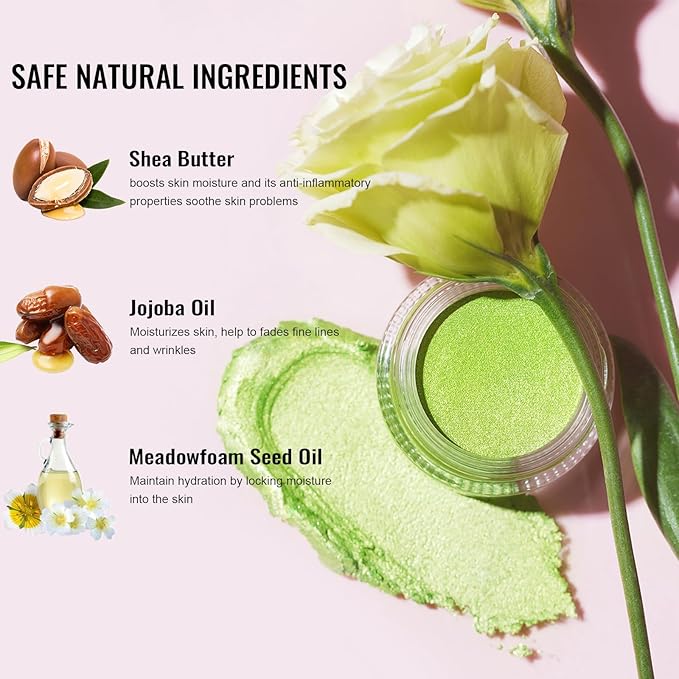 Oulac Teal Eyeshadow Green Glitter Eyeshadow Highly Pigmented Eye Shadow Waterproof & Long Lasting for Women with Moisturizing Formula. Multi-use for Highlighter. 6g (14)