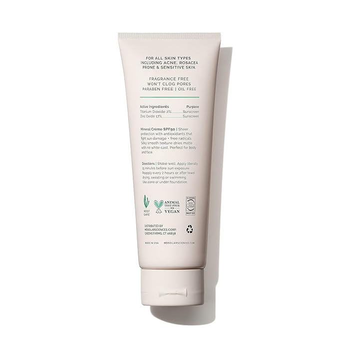 MDSolarSciences Face and Body Sunscreen, SPF 50, Mineral Sunscreen for Kids and Adults, Water-Resistant Up to 80 Minutes, Broad Spectrum UV Protection, 3.4 Fl Oz