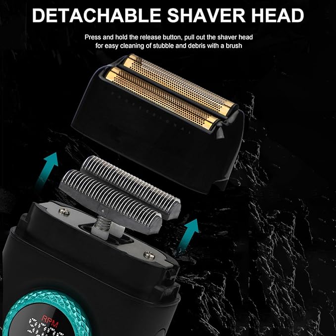 VGR Hair Clippers for Men Professional, T-Blade Trimmer Cordless Clippers and Trimmers Set, Electric Foil Shaver for Men with Double Foil, Rechargeable 3 Piece Men's Hair Cutting Kit, LED Display