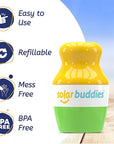 Solar Buddies Sunscreen Applicator - Single Green - Refillable Roll on Sponge Sunscreen, Suncream & Lotion Applicator For Kids, Adults & Families - Holds 3.4fl oz, Perfect Size for Travel