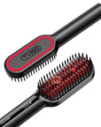 TYMO Hair Straightener Brush - Upgraded Ionic Compact Straightening Brush for Women with Wave-Design Bristles, Fast, Smooth Styling, Lightweight Hot Comb & Travel Flat Iron, 1 Billion Ions, Black
