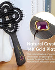 Simetra Detangler Hair Brush for Woman and Men, Original Detangling Brush for Curly Hair/Fine &Thick/Wet & Dry Hair, Natural Boar Bristles Hairbrush - Natural Crystal Inlay & 14K Gold Plating