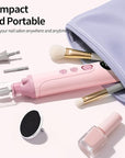Professional Manicure Pedicure Electric Toenail Grinder Kit - Cordless Electric Nail File Set for Thick Nails Hand Feet Care ,15 Speed,Nail Drill with LED Display Ideal Gift for Men and Women-Pink