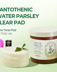 SKINFOOD Pantothenic Water Parsley Clear Toner Pad, Daily Exfoliating Pads for Sensitive Skin, Korean Skincare Sebum Control Face Toner for Trouble Skin, 8.81 oz (60 Pads)