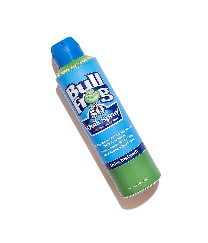 Bullfrog Quik Spray Sunscreen SPF 50 | Oxybenzone & Octinoxate Free | Broad Spectrum Moisturizing UVA/UVB, 6oz