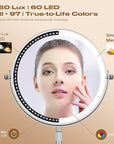 Makeup Mirror with Lights, 1x/20x 360° Rotation Vanity Mirror, Brightness Adjustable Lighted Makeup Mirror with Magnification, 5000 mAh Rechargeable Double Sided Mirror with 3 Colors, Gift for Women