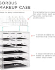 Sorbus Acrylic Makeup Organizer Set, 7-Drawer Vanity & Countertop Cosmetic Storage with Small & Wide Compartments, CLear Makeup Storage for Brushes, Jewelry – Holiday Gift for Women & Teens