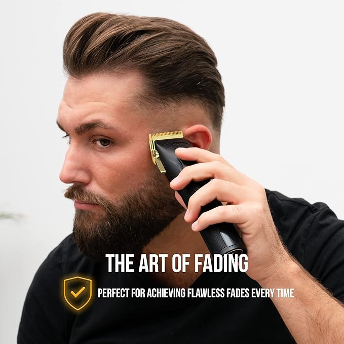 Novah® Professional Hair Clippers for Men, Professional Barber Clippers and Trimmer Set, Mens Cordless Hair Clipper for Barbers Haircut Fading Kit Fade - Gold