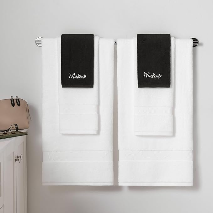 Arkwright Makeup Towels - Bulk Case of 144 - Super Soft 100% Cotton, Gentle & Lightweight Small Fingertip Powder Room Washcloths, Guest Bathroom Essentials for Hosts & Artists, 11 x 17 in, Black