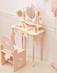 OOOK Kids Vanity Table and Chair Set with Lights, Makeup Vanities with Touch Screen 3 Colors, Pink Girls Vanitys, Enough for Real and Pretend Makeup, Toddler Vanity for 3 Year Old