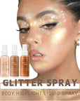 MAEPEOR Body Glitter Spray 4 Colors Quick-Drying and Non-Sticky Body Glitter Spray Moisturizing Bronze Body Shimmer for Face Hair Body (80ML, 03 Golden Brown)