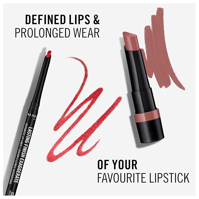 Rimmel Lasting Finish Exaggerate Automatic Lip Liner - Rich, Smooth Formula, Long Lasting - 024 Red Diva, .01oz