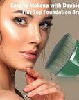Foundation Makeup Brush Flat Top Kabuki Brush Hexagon Face Blush Liquid Powder Foundation Brush for Blending Liquid, Cream or Flawless Powder Cosmetics with Bonus Protective Case (Green)