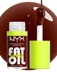 NYX PROFESSIONAL MAKEUP Fat Oil Lip Drip, Moisturizing Lip Oil Gloss, Vegan Tinted Formula, Up to 12 HR Hydration - Status Update (Rich Chocolate)