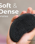 MainBasics Silicone Body Scrubber – Dual-Sided Shower Scrubber with Massage Nodes, Silicone Loofah Alternative for Deep Clean (Black, Massage)