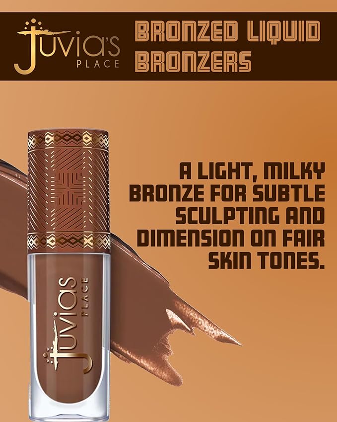 Juvia’s Place Bronzed Liquid Bronzer - Rich Cocoa - Liquid Bronzer for Face with Silky Blendable Texture - Buildable Coverage for Natural Contour & Dimension - Easy-to-Blend, Patch-Proof Formula