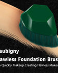 Foundation Makeup Brush Flat Top Kabuki Brush Hexagon Face Blush Liquid Powder Foundation Brush for Blending Liquid, Cream or Flawless Powder Cosmetics with Bonus Protective Case (Green)