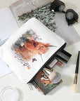 Western cosmetic bag highland cow