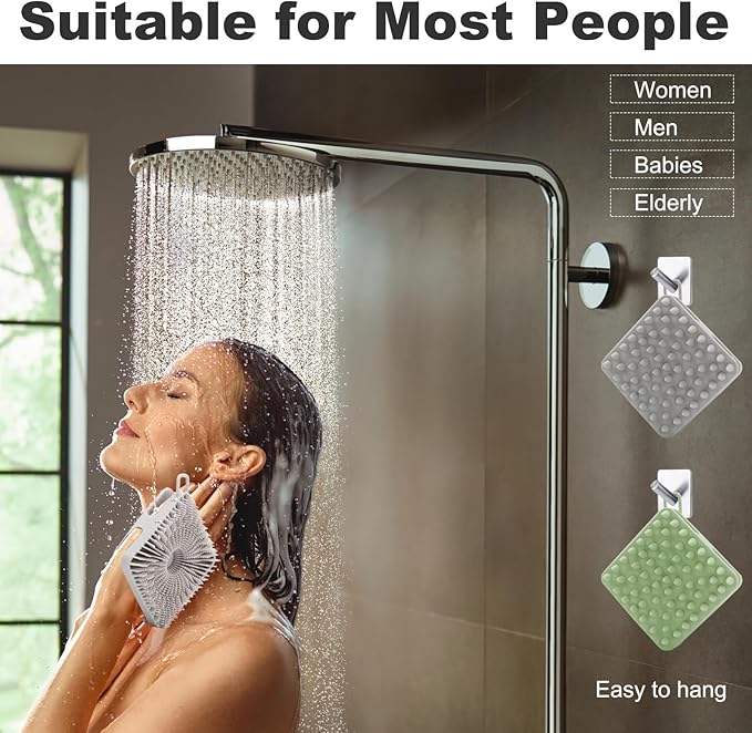 Silicone Body Scrubber, Silicone Loofah Double-Sided Body Brush,Silicone Shower Scrubber and Scalp Massager Shampoo Brush for Sensitive Kids Women Men All Kinds of Skin (Grass Green)